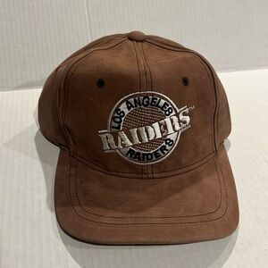 vintage Los Angeles Raiders brown leather hat made by Universal embroidered